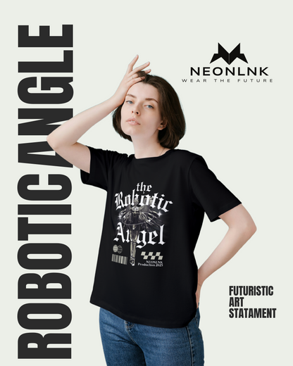 The Robotic Angel Graphic Tee - Cyberpunk Inspired Design